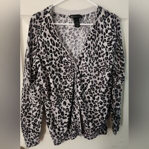 Lane Bryant Gray Leopard Print Sweater